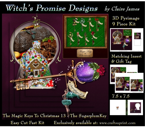 The Magic Keys To Christmas 13 - The Sugarplum Key - 3D Pyramid kit + Insert & Gift Tag