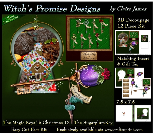 The Magic Keys To Christmas 12 - The Sugarplum Key - 3D Decoupage kit + Insert & Gift Tag