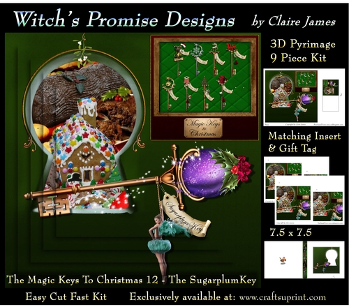 The Magic Keys To Christmas 12 - The Sugarplum Key - 3D Pyramid kit + Insert & Gift Tag