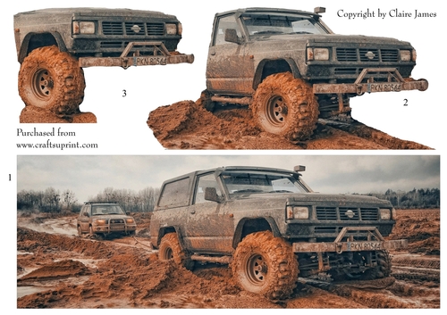 One Sheet Wonders - 4 Wheel Drive Off Roading - Easy Cut - 3D Decoupage