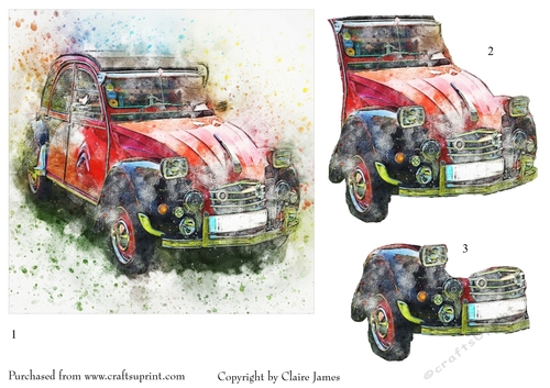 One Sheet Wonders - Vintage 2CV - Easy Cut - 3D Decoupage