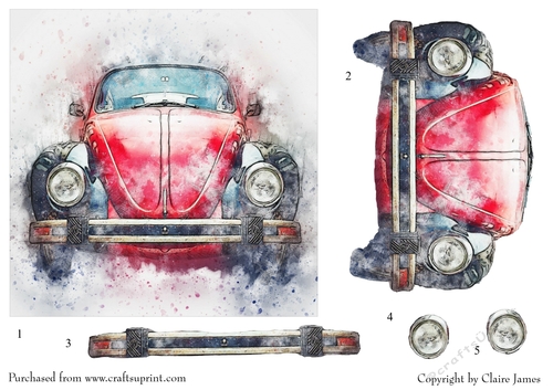 One Sheet Wonders - Vintage Beetle - Easy Cut - 3D Decoupage