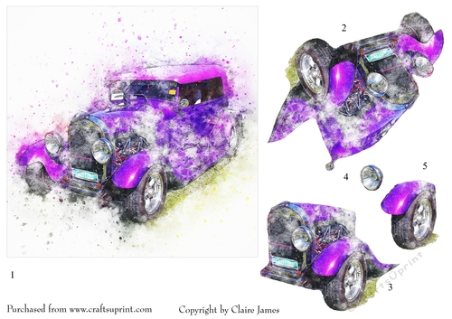 One Sheet Wonders - Custom Car 5 - Easy Cut - 3D Decoupage