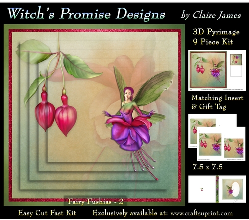 Magical Fuchsia Fairy 2 - 3D Pyramid kit + Insert & Gift Tag