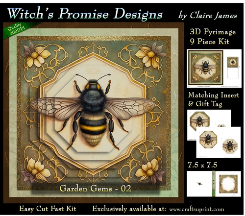 Garden Gems 2 Bee - 3D Pyramid kit + Insert & Gift Tag