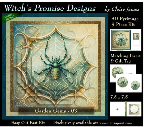 Garden Gems 3 Spider - 3D Pyramid kit + Insert & Gift Tag