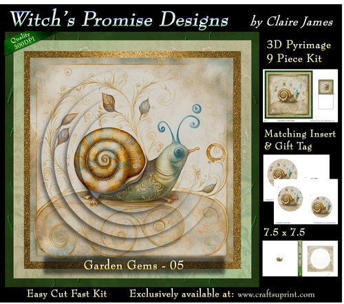 Garden Gems 5 Snail - 3D Pyramid kit + Insert & Gift Tag