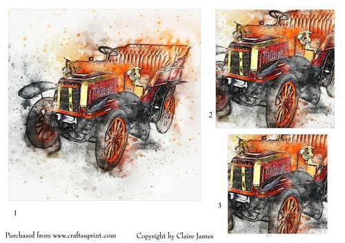 One Sheet Wonders - Vintage Car 2 - Easy Cut - 3D Pyramid 