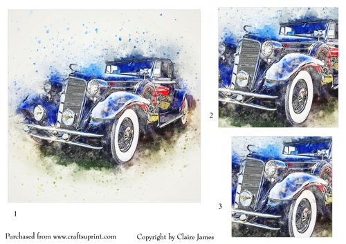 One Sheet Wonders - Vintage Car 4 - Easy Cut - 3D Pyramid 