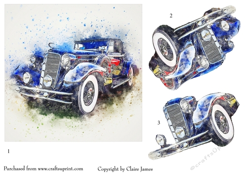 One Sheet Wonders - Vintage Car 4 - Easy Cut - 3D Decoupage 