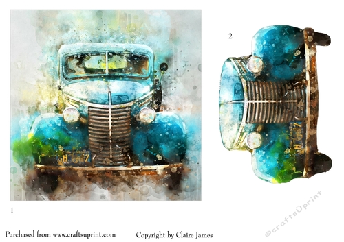 One Sheet Wonders - Vintage Car 3 - Easy Cut - 3D Decoupage 