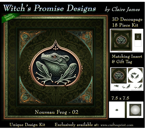 Nouveau Frog 2 - 3D Decoupage kit + Insert & Gift Tag