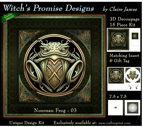 Nouveau Frog 3 - 3D Decoupage kit + Insert & Gift Tag