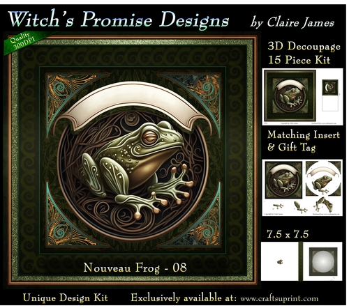 Nouveau Frog 8 - 3D Decoupage kit + Insert & Gift Tag