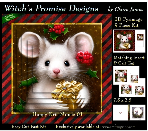 Happy Kris Mouse 01 - 3D Pyramid kit + Insert & Gift Tag