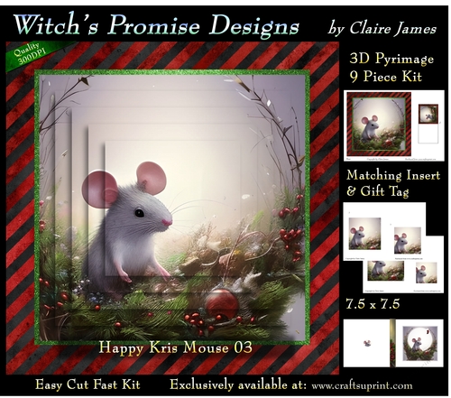 Happy Kris Mouse 03 - 3D Pyramid kit + Insert & Gift Tag
