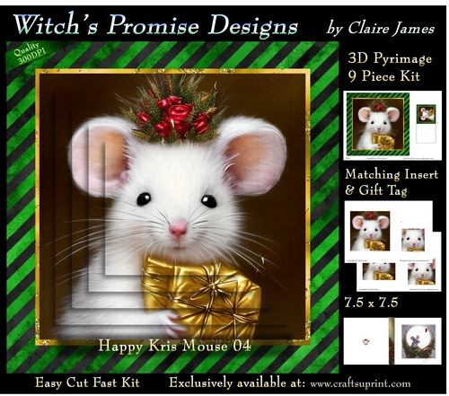 Happy Kris Mouse 04 - 3D Pyramid kit + Insert & Gift Tag