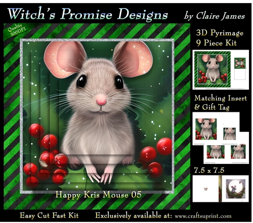 Happy Kris Mouse 05 - 3D Pyramid kit + Insert & Gift Tag