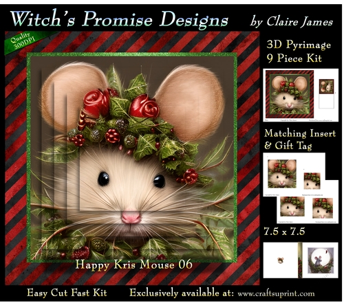 Happy Kris Mouse 06 - 3D Pyramid kit + Insert & Gift Tag