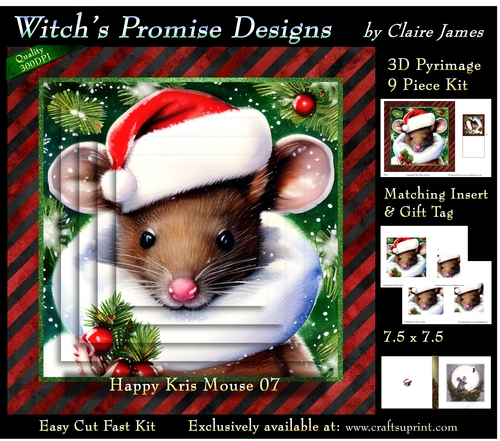 Happy Kris Mouse 07 - 3D Pyramid kit + Insert & Gift Tag