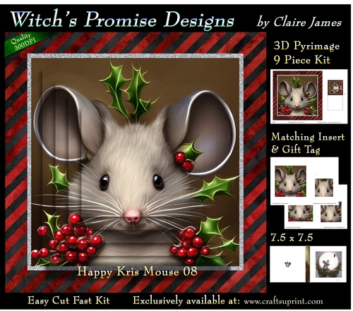 Happy Kris Mouse 08 - 3D Pyramid kit + Insert & Gift Tag