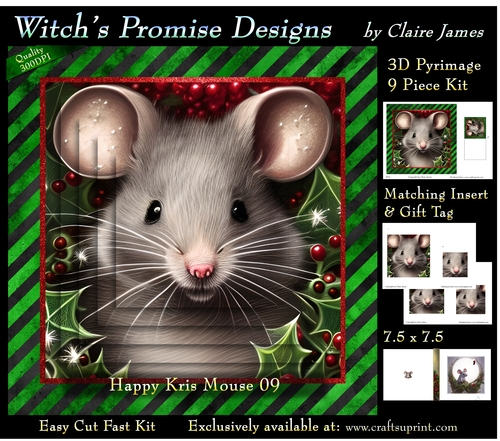 Happy Kris Mouse 09 - 3D Pyramid kit + Insert & Gift Tag