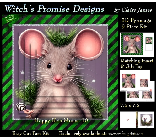 Happy Kris Mouse 10 - 3D Pyramid kit + Insert & Gift Tag