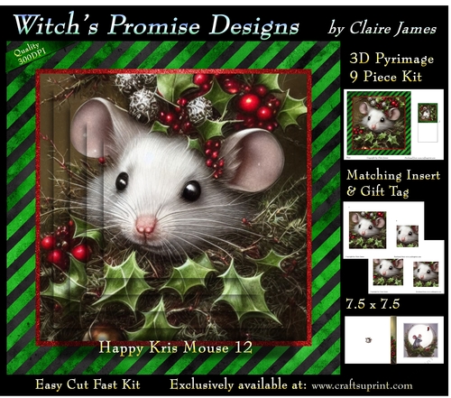 Happy Kris Mouse 12 - 3D Pyramid kit + Insert & Gift Tag