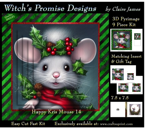 Happy Kris Mouse 14 - 3D Pyramid kit + Insert & Gift Tag