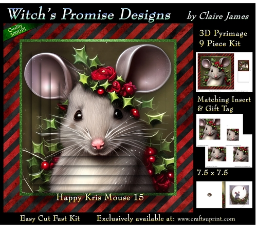Happy Kris Mouse 15 - 3D Pyramid kit + Insert & Gift Tag