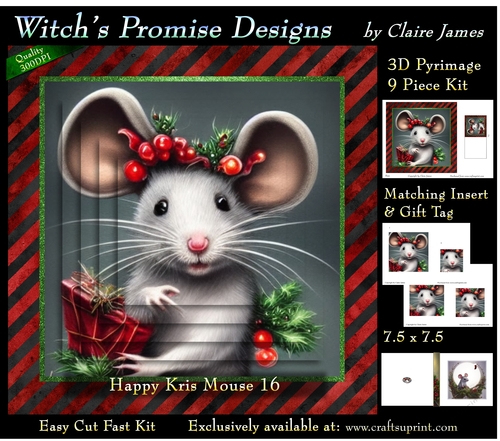 Happy Kris Mouse 16 - 3D Pyramid kit + Insert & Gift Tag
