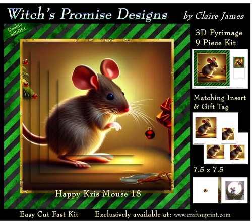 Happy Kris Mouse 18 - 3D Pyramid kit + Insert & Gift Tag