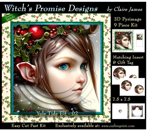 Yule Tide Elf 2 - 3D Pyramid kit + Insert & Gift Tag