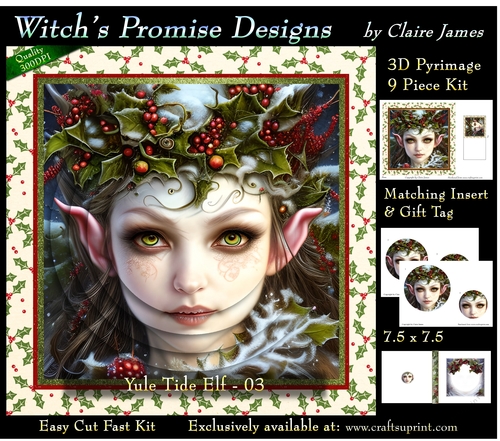 Yule Tide Elf 3 - 3D Pyramid kit + Insert & Gift Tag