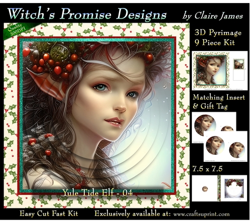 Yule Tide Elf 4 - 3D Pyramid kit + Insert & Gift Tag