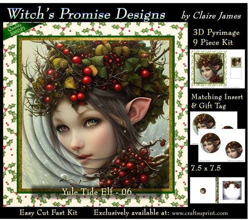 Yule Tide Elf 6 - 3D Pyramid kit + Insert & Gift Tag