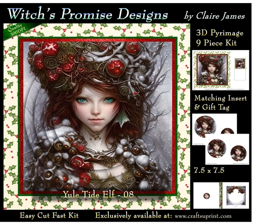 Yule Tide Elf 8 - 3D Pyramid kit + Insert & Gift Tag