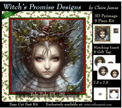 Yule Tide Elf 9 - 3D Pyramid kit + Insert & Gift Tag