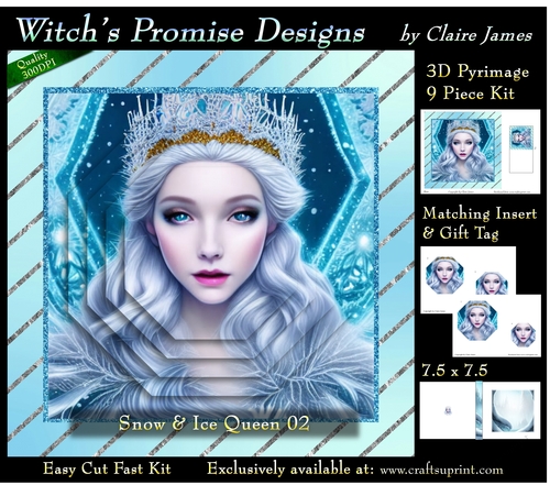 Queen of Winter, Snow & Ice 2 - 3D Pyramid kit + Insert & Gift Tag