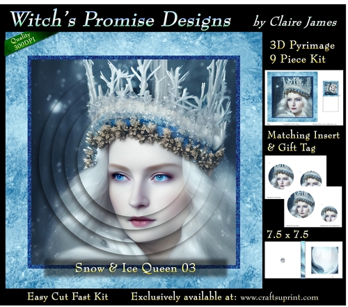 Queen of Winter, Snow & Ice 3 - 3D Pyramid kit + Insert & Gift Tag