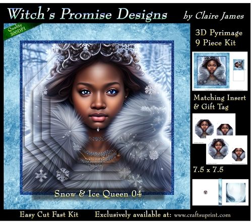 Queen of Winter, Snow & Ice 4 - 3D Pyramid kit + Insert & Gift Tag