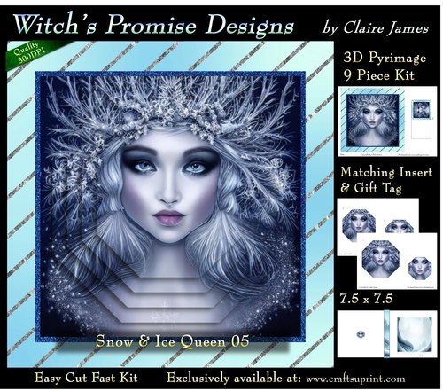 Queen of Winter, Snow & Ice 5 - 3D Pyramid kit + Insert & Gift Tag