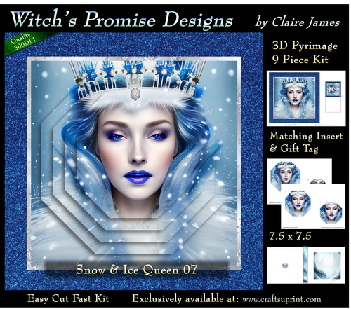 Queen of Winter, Snow & Ice 7 - 3D Pyramid kit + Insert & Gift Tag