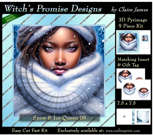 Queen of Winter, Snow & Ice 8 - 3D Pyramid kit + Insert & Gift Tag