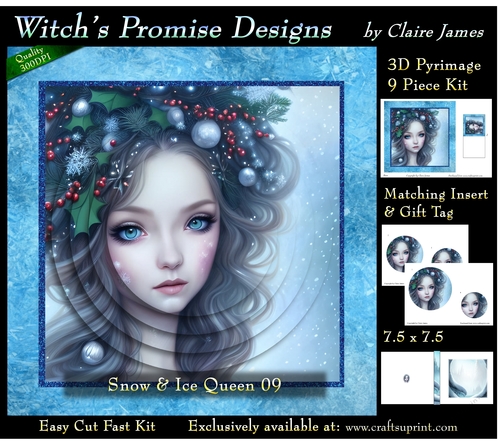 Queen of Winter, Snow & Ice 9 - 3D Pyramid kit + Insert & Gift Tag