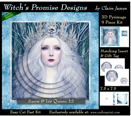 Queen of Winter, Snow & Ice 12 - 3D Pyramid kit + Insert & Gift Tag