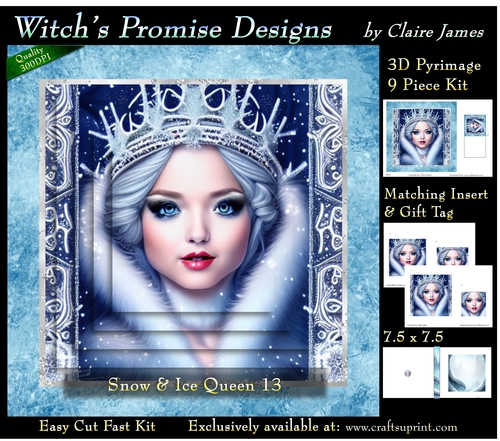 Queen of Winter, Snow & Ice 13 - 3D Pyramid kit + Insert & Gift Tag