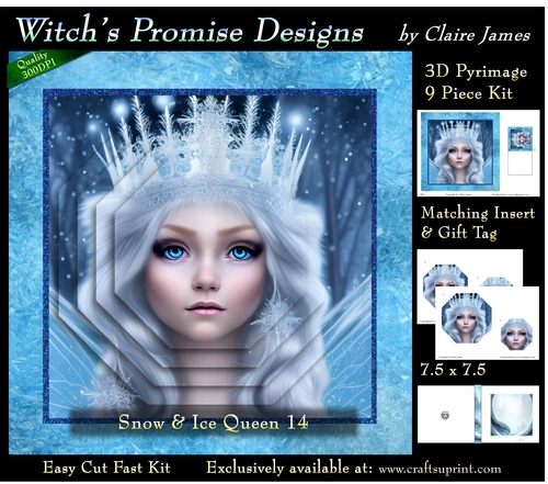 Queen of Winter, Snow & Ice 14 - 3D Pyramid kit + Insert & Gift Tag