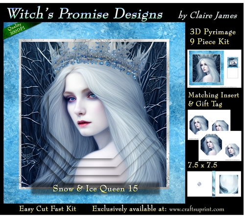 Queen of Winter, Snow & Ice 15 - 3D Pyramid kit + Insert & Gift Tag