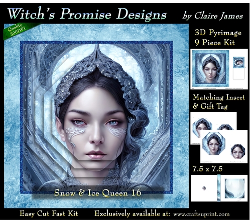 Queen of Winter, Snow & Ice 16 - 3D Pyramid kit + Insert & Gift Tag